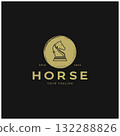 Chess strategy game logo with horse, king, pawn, minister and rook. Logo for chess tournament, chess team, chess championship, chess game application. 132288826