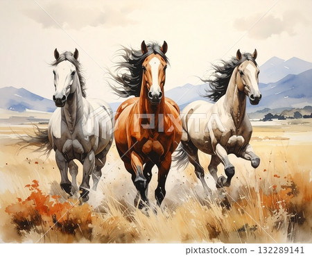 Running horses 132289141
