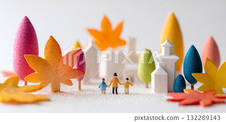 Seasonal Townscape / Autumn Foliage Street Corner (3D, Felt) – Seasonal Townscape 132289143
