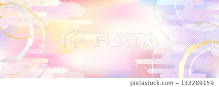 融合天空漸層與日本傳統圖案的日式背景插畫 132289159