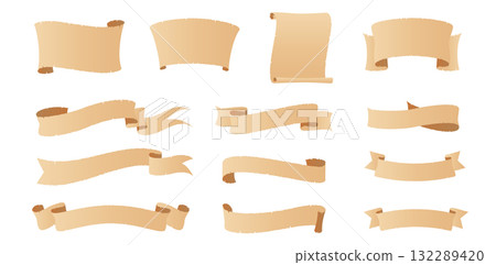 仿古紙風格絲帶橫幅設計套裝 仿古紙風格絲帶橫幅設計套裝 132289420