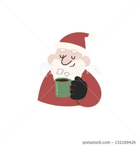 Santa Claus relaxing with coffee [Christmas] 132289426