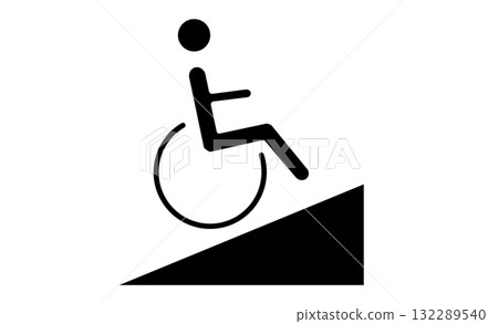 輪椅和坡道象形文字材料圖標 132289540