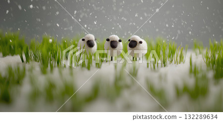 治癒動物 / 可愛的綿羊和雪(3D) 治癒動物 / 可愛的綿羊和雪(3D) 132289634