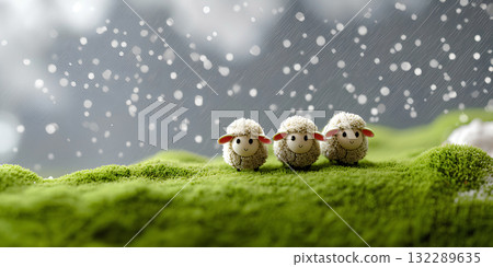 治癒動物 / 可愛的綿羊和雪(3D) 治癒動物 / 可愛的綿羊和雪(3D) 132289635