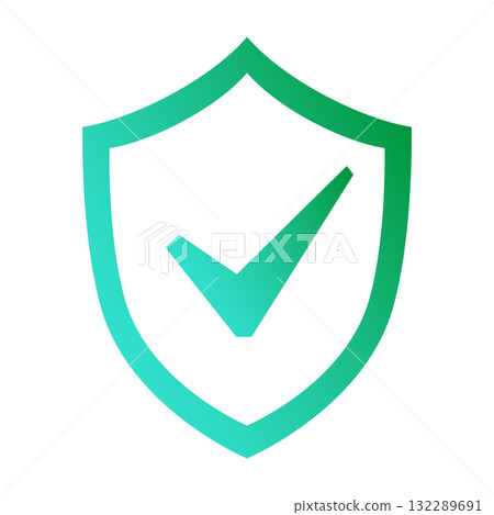Check mark badge icon, certification mark, green gradient, RGB 132289691