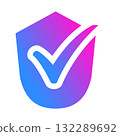 Check mark badge icon, certification mark, gradient, RGB 132289692