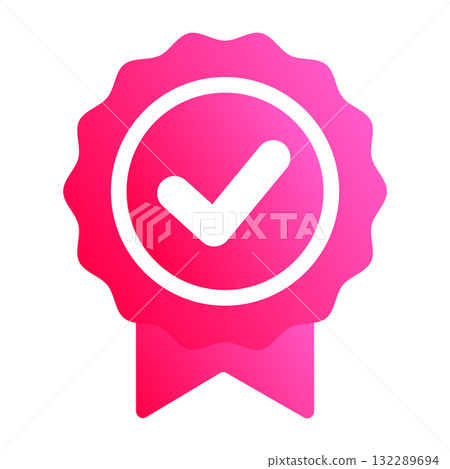 複選標記徽章圖示、認證標記、齒輪、粉紅色、RGB 132289694