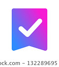 Check mark badge icon, certification mark, save, gradient, RGB 132289695