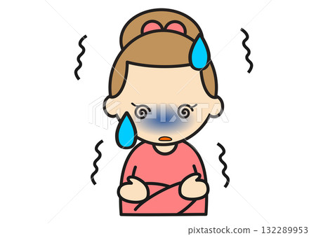 Brown-haired Caucasian girl feeling chills Brown-haired Caucasian girl feeling chills 132289953