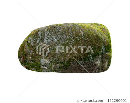 stone covered with moss isolated on white background stone covered with moss isolated on white background 132290091