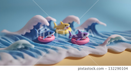 治癒動物 / 可愛鯊魚衝浪(3D) 治癒動物 / 可愛鯊魚衝浪(3D) 132290104