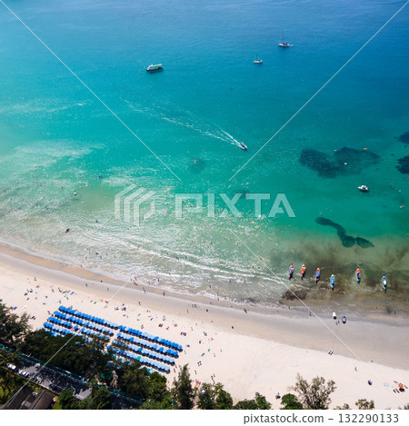 Aerial view of Kata beach in Phuket, Thailand. Aerial view of Kata beach in Phuket, Thailand. 132290133