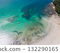 Aerial view of tropical shoreline at Kata Beach in Phuket, Thailand. 132290165
