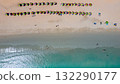 Aerial view of turquoise sea with colorful umbrella at Kata beach in Phuket, Thailand. 132290177
