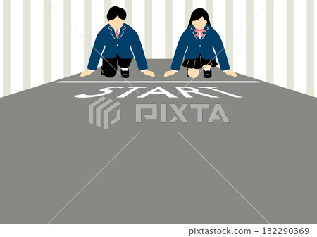 學生們在起跑線上排隊 132290369