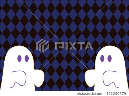 Halloween background frame, cute ghost and diamond pattern Halloween background frame, cute ghost and diamond pattern 132290379