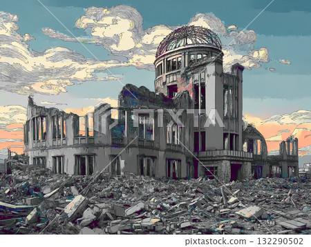 原子彈爆炸圓頂屋殘骸插圖 132290502