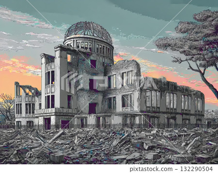 原子彈爆炸圓頂屋殘骸插圖 132290504