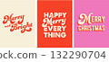 Merry Christmas and Happy New Year 2026 typographic posters with vintage lettering 132290704