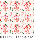 Seamless Christmas pattern with Christmas party cocktails and candy canes  132290712