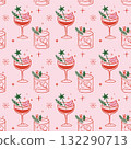 Seamless Christmas pattern with Christmas party cocktails 132290713
