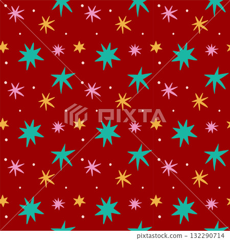 Seamless Christmas pattern with colorful stars Seamless Christmas pattern with colorful stars 132290714