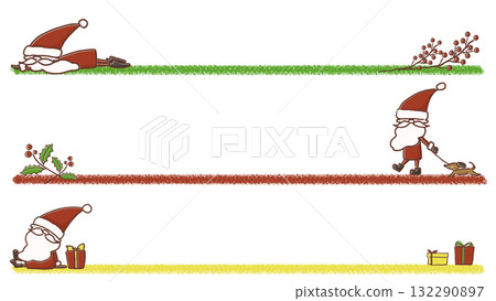 Cute Santa line illustration set 132290897