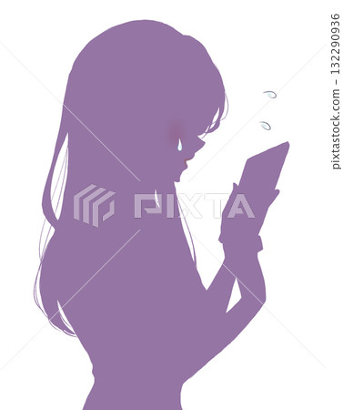 操作智慧型手機時遇到麻煩的女人，個人資料，剪影 132290936