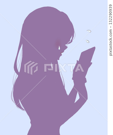 操作智慧型手機時遇到麻煩的女人，個人資料，剪影 132290939