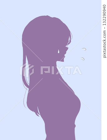 陷入困境的女人的輪廓剪影 132290940