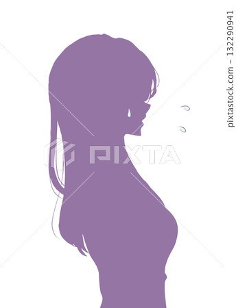 陷入困境的女人的輪廓剪影 132290941