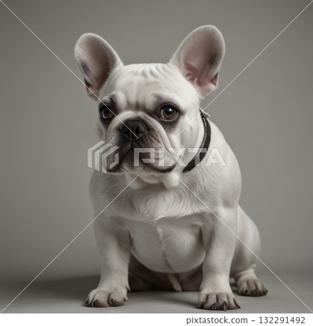 White french bulldog portrait shot in studio White french bulldog portrait shot in studio 132291492