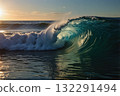 Closeup sea waves sunset time 132291494
