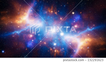 Deep space background with glowing nebula, stars, and galaxies for concept of universe, astronomy, science, or futuristic wallpaper 132291623