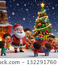 Santa Claus's children on a snowy Christmas night 132291760