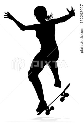 Woman Silhouette Female Skateboarder Girl 132292027