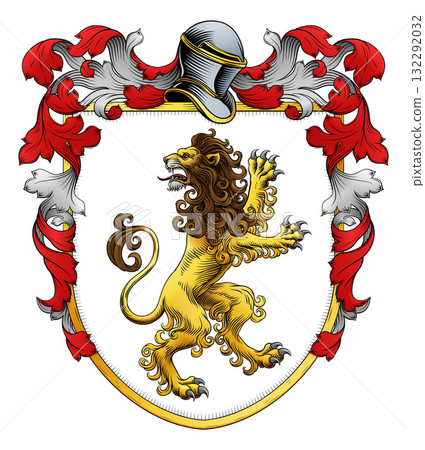Coat of Arms Crest Lion Family Heraldic Shield Coat of Arms Crest Lion Family Heraldic Shield 132292032
