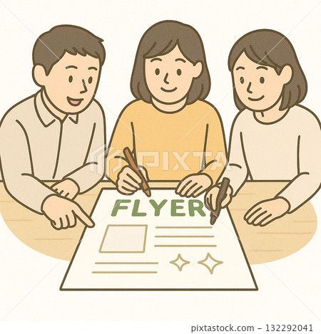 Employment support, vocational training, group work creating flyers Employment support, vocational training, group work creating flyers 132292041