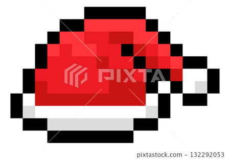 Santa Hat Father Christmas Game Pixel Art Icon 132292053