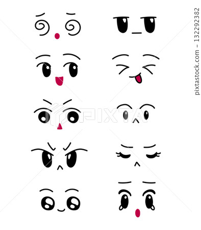 Cute anime eyes for element, facial expression and illustration 132292382