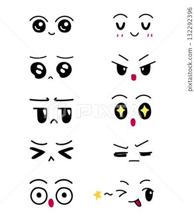 Cute anime eyes for element, facial expression and illustration Cute anime eyes for element, facial expression and illustration 132292396