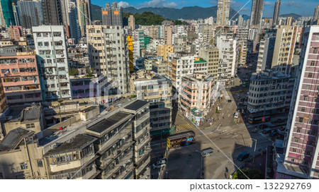 Oct 11 2025 Busy Boundary Street Crossing Tai Kok Tsu Oct 11 2025 Busy Boundary Street Crossing Tai Kok Tsu 132292769