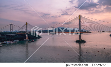 Oct 7 2025 Bright Morning Light Over Ting Kau Bridge 132292832