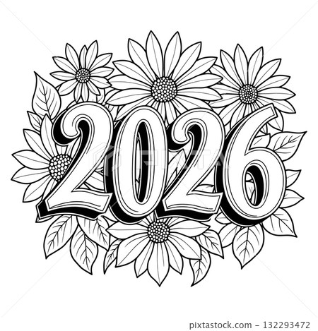 2026 bold numbers framed by blooming daisies and leaves new year 2026 bold numbers framed by blooming daisies and leaves new year 132293472