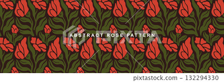 Abstract Rose Background, Botanical Banner with Pattern, Hero image in Vector illustration 132294330