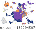 A set of girls in Halloween costumes and accessories 132294507