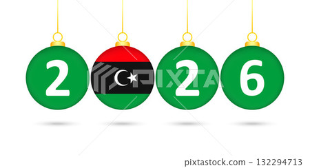 Libya Flag Christmas Balls 2026 Decoration. 132294713
