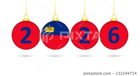 Liechtenstein Flag Christmas Balls 2026 Decoration. Liechtenstein Flag Christmas Balls 2026 Decoration. 132294714