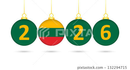 Lithuania Flag Christmas Balls 2026 Decoration. 132294715